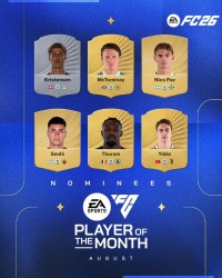 意甲8月最佳候选：麦克托米奈、小图拉姆、伊尔迪兹、帕斯在列